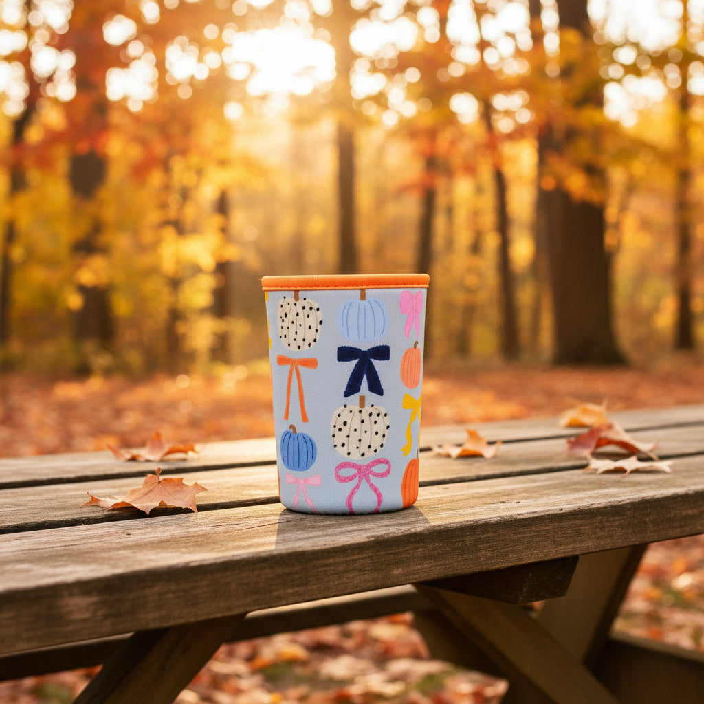 Fall Pumpkins & Coquette Bows Drink Sleeve