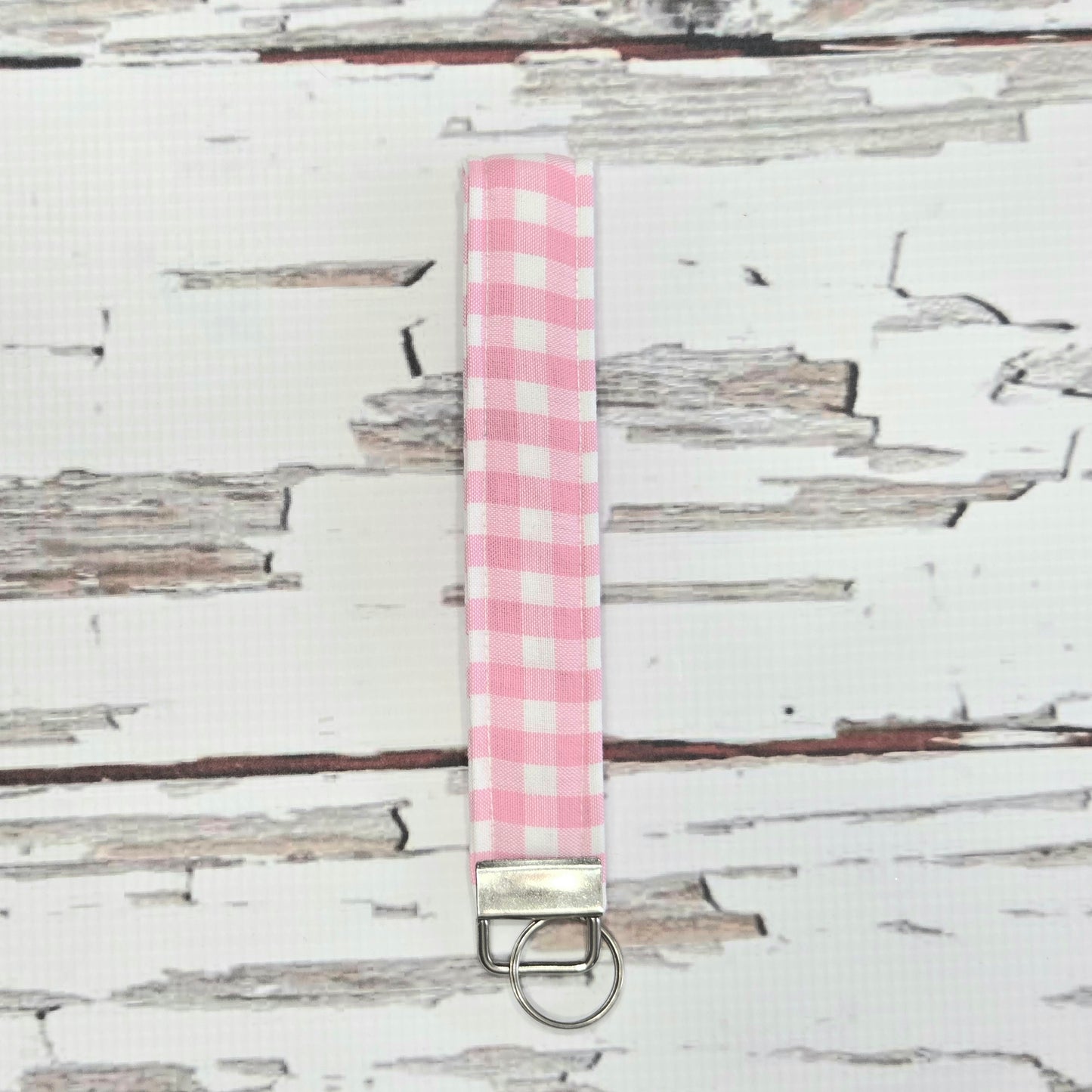 Pink Gingham Wristlet Keychain