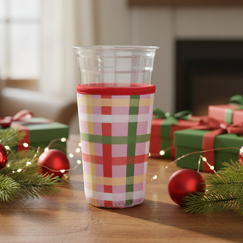 Plaid Christmas Drink Sleeve