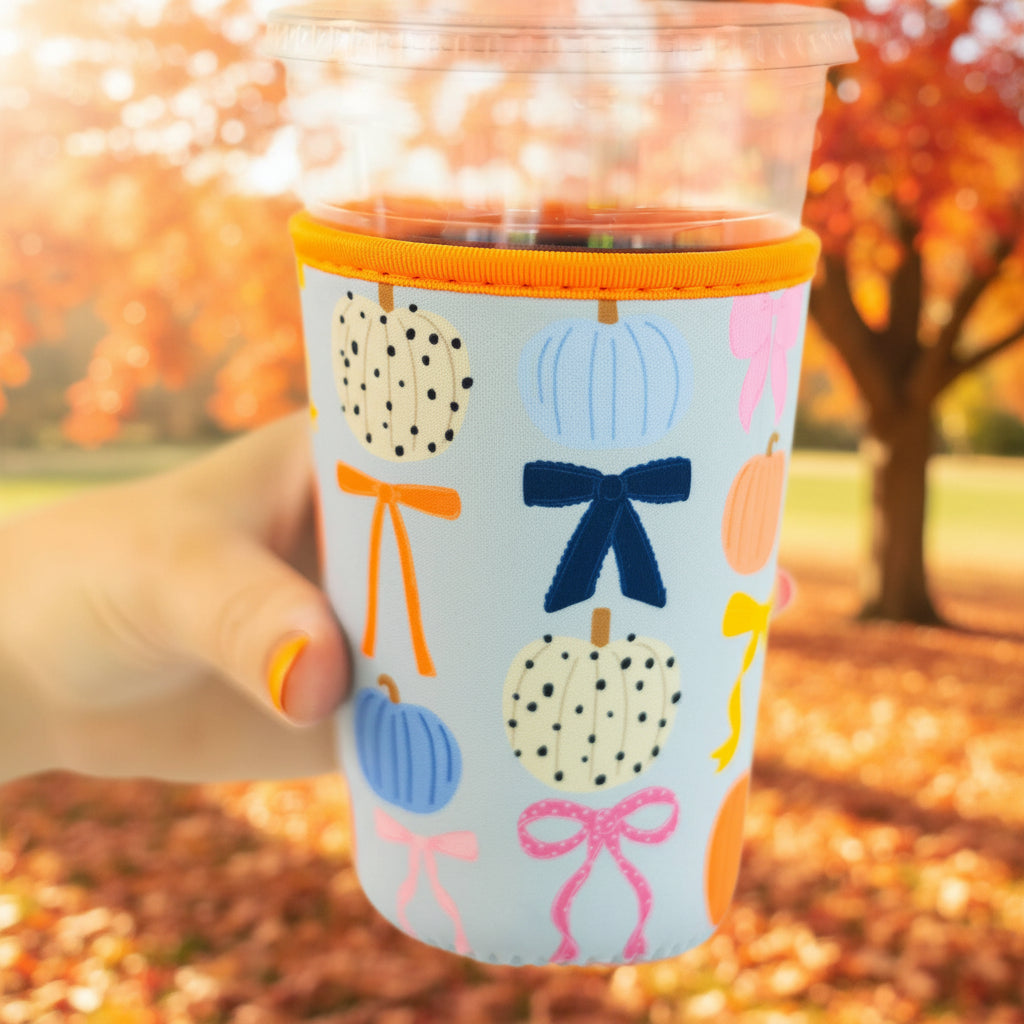 Fall Pumpkins & Coquette Bows Drink Sleeve