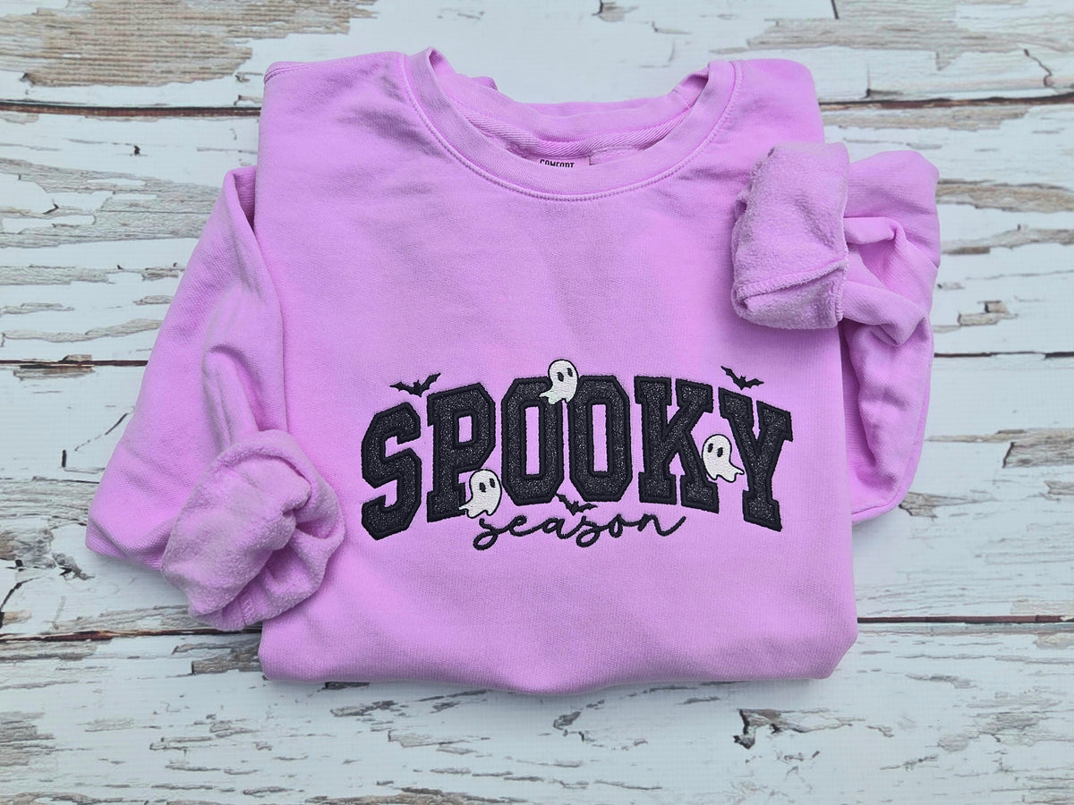 Spooky Season Embroidered Halloween Crewneck Sweatshirt