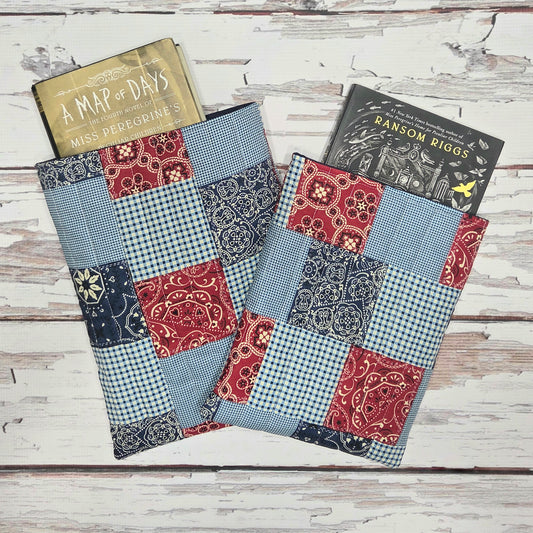 Quilted Patchwork Red, White & Blue Book Sleeve