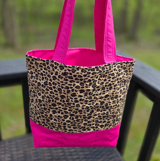 Leopard Print Quilted Tote Bag